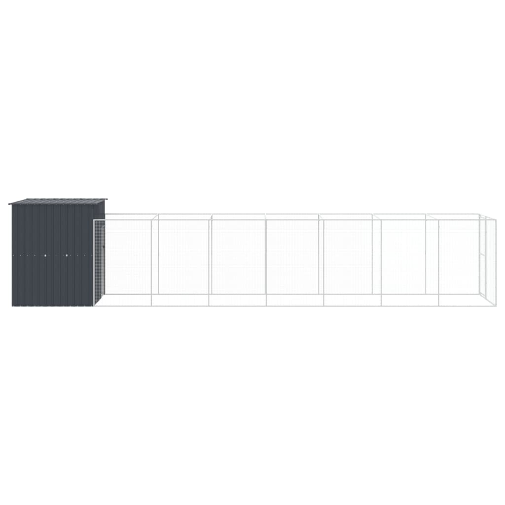 NNEVL Dog House with Run Anthracite 165x863x181 cm Galvanised Steel